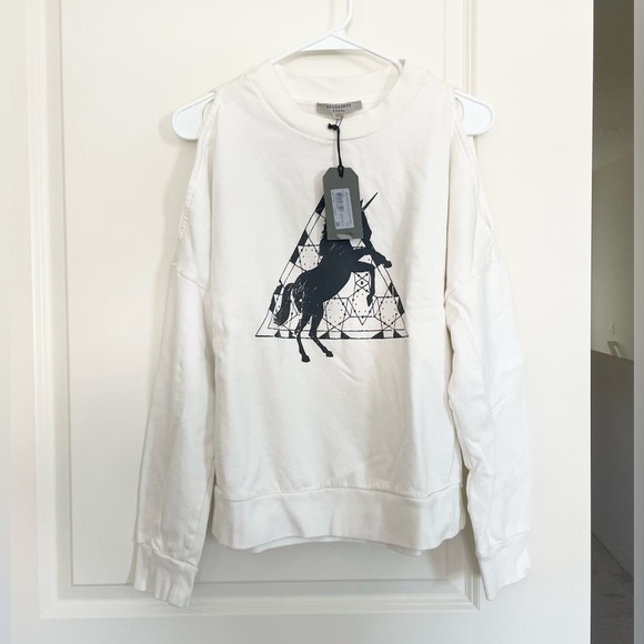 All Saints spectrum Unicorn cutoff shoulder sweatshirt xs - Picture 3 of 6